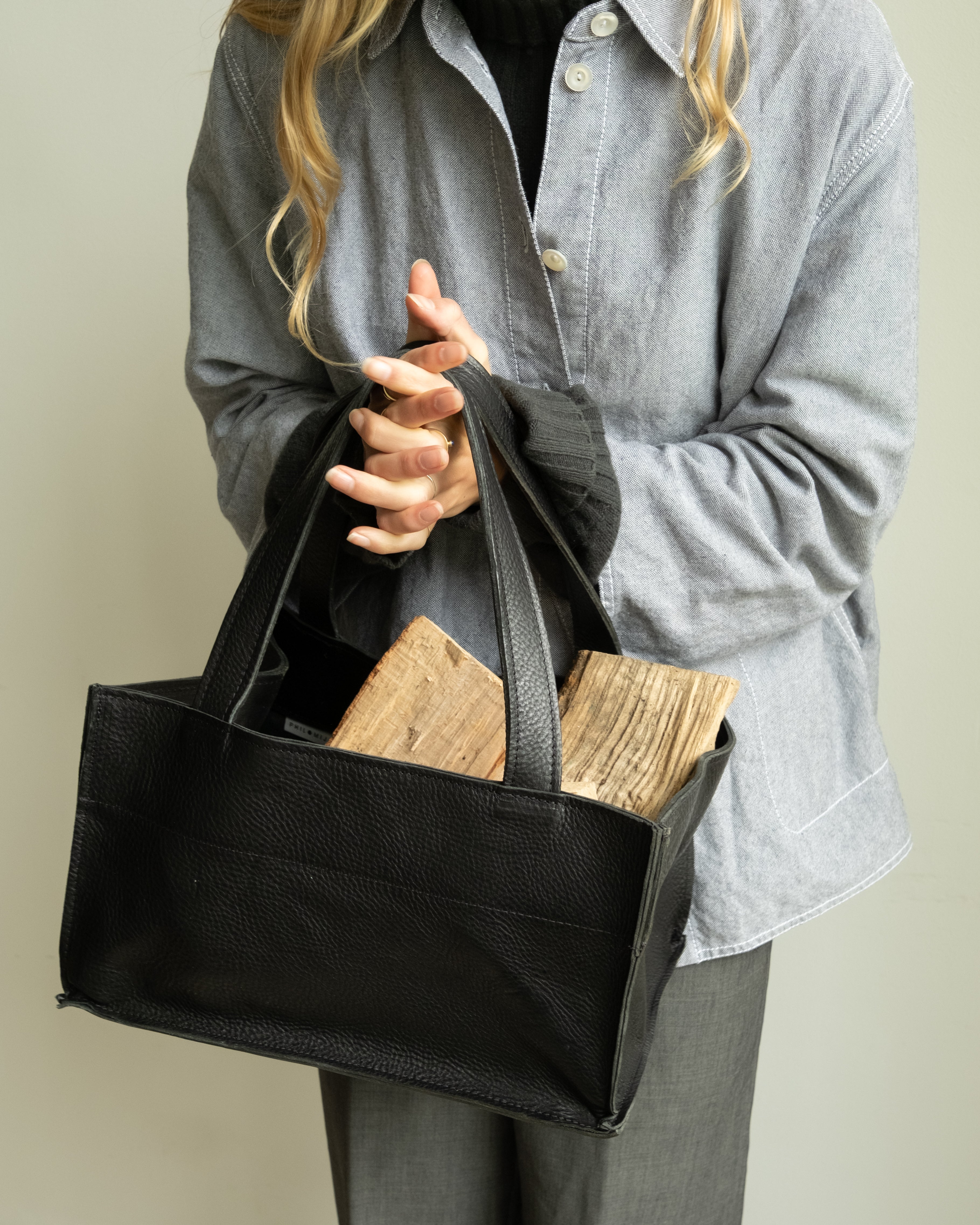 WOOD BASKET small - black